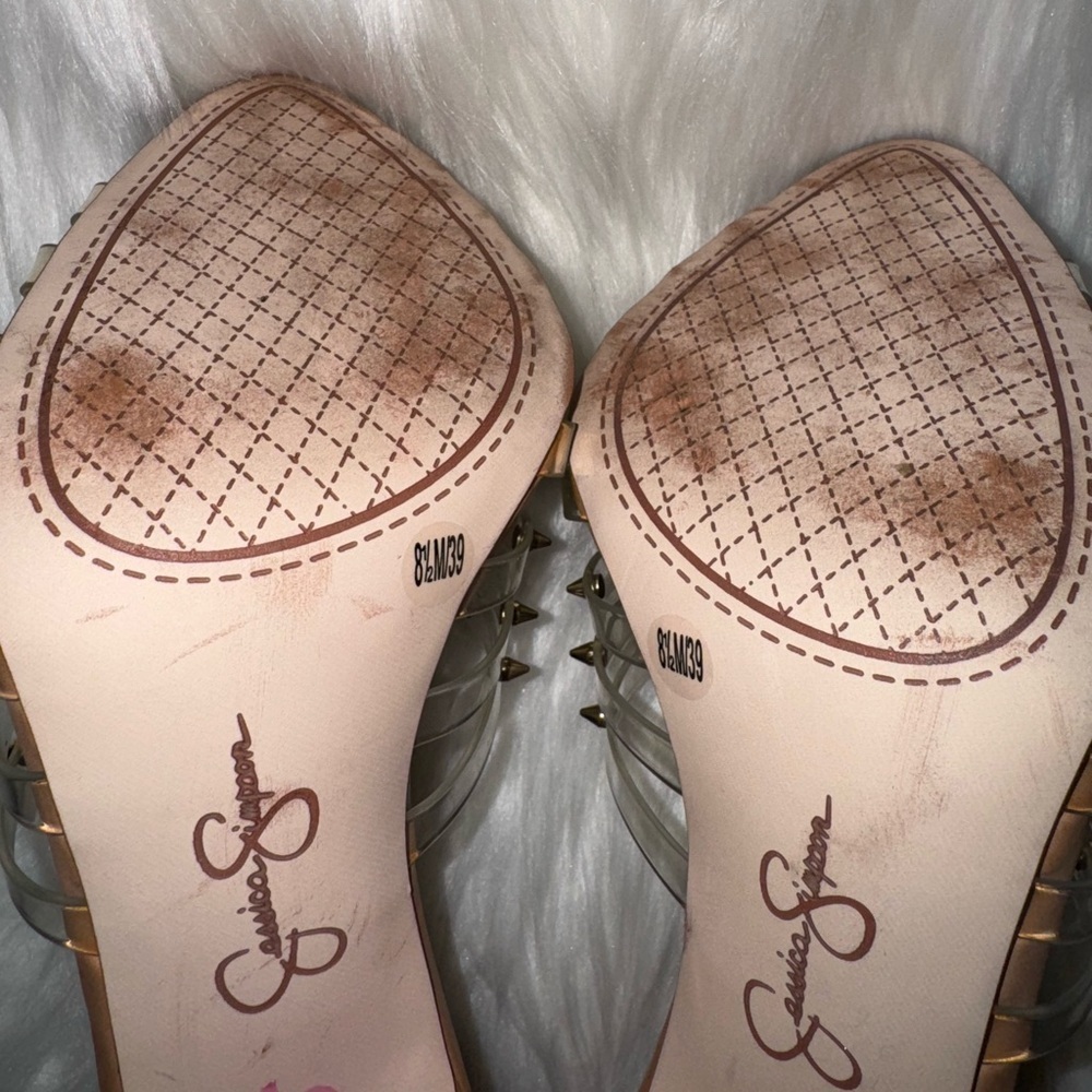 Jessica Simpson Nude/Gold Studded Sandals - Picture 6 of 8